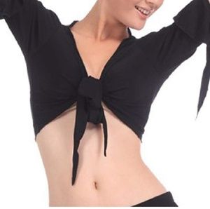 Black crop top with flare sleeves